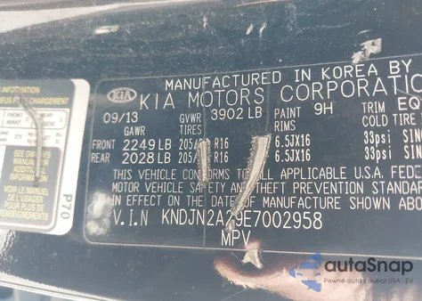 2014 Kia Soul из США, поврежденный, VIN KNDJN2A29E7002958